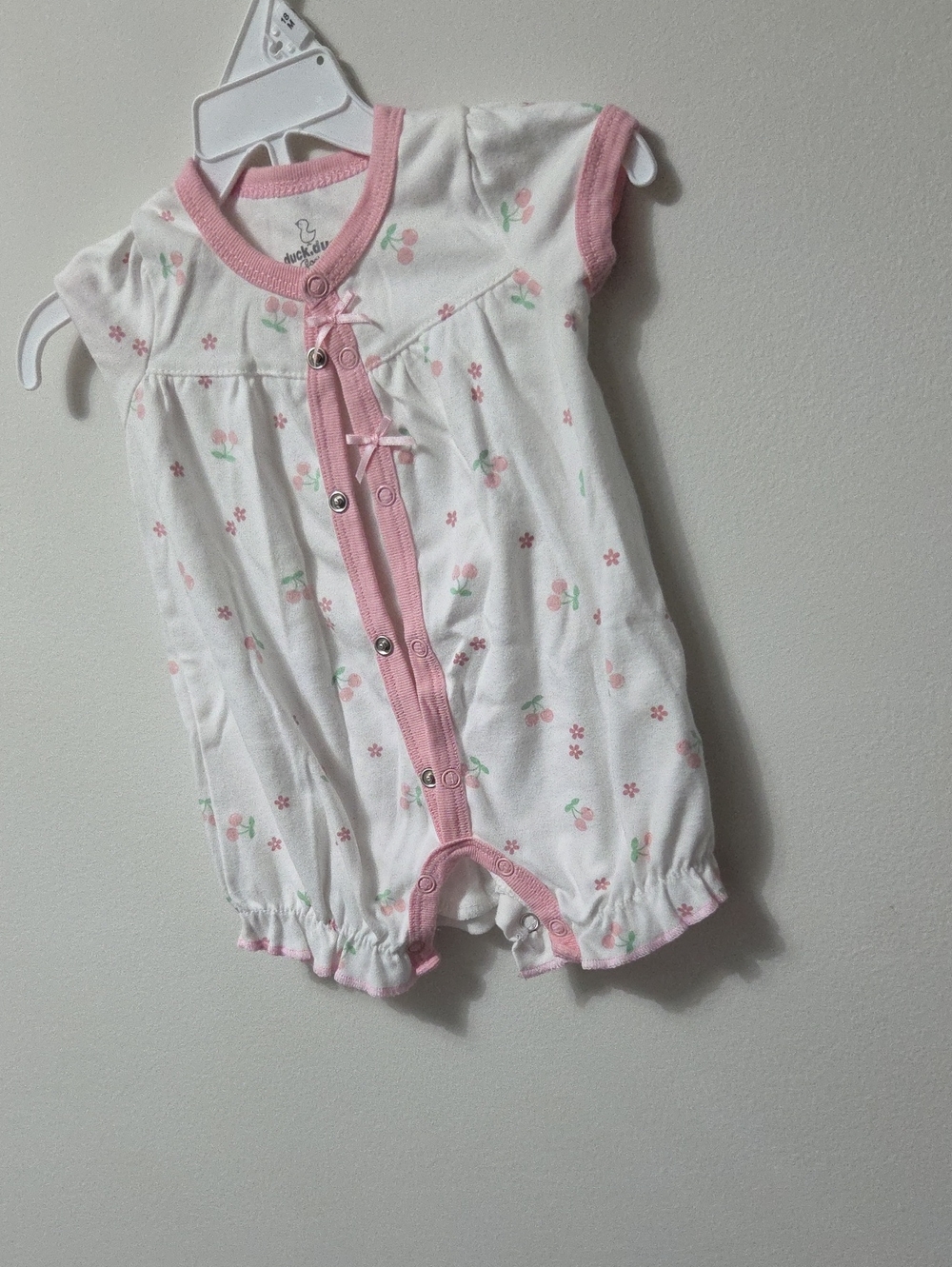 Carter's White Romper with Pink Trim and Floral Print